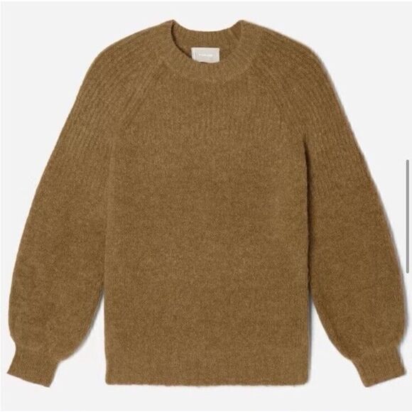 EVERLANE The Super Fuzz Alpaca Oversized Crew Neck Sweater Dijon Orange Brown S - Picture 14 of 14